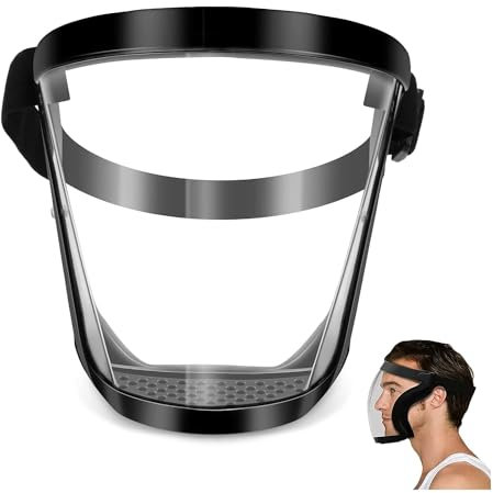 TANIASHOP Maschera Protettiva Visiera a Pieno Facciale Tasparente HD Antiappannamento Visiera integrale Protettiva Regolabile Maschera di Protezione