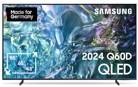 Samsung QLED TV 4K Q60D Fernseher 43 Zoll (108 cm), Fernseher mit Cloud-Gaming Hub, 60Hz HDR-Panel, 4K Upscaling, Tizen OS, Smart TV, Alexa, Knox Security, 3D Surround Sound & Q-Symphony