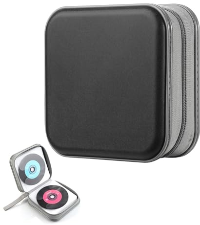 Sac de Rangement pour CD Svupue, Sac de Rangement pour CD DVD Discs pour 40 Disques, Sac de Rangement pour CD pour Voiture et Maison, Noir