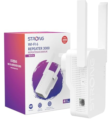 STRONG WiFi 6 AX3000Mbps WiFi Extender Booster, Dual Band Wireless Internet Booster, Gigabit Ethernet Port, WiFi Booster Range Extender, Access Point, 5dBi High-Gain Antennas, Easy setup, WPS