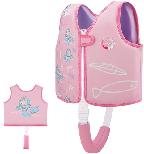 OSHYLE Swim Vest for Kids Toddler Floaties Vest with Safety Strap Buoyancy Aid (AI-MER, M(3-6))
