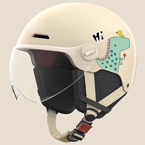 Casque De Moto Demi-Casque Conçu pour Les Enfants De 3 À 12 Ans, Casque De Moto Ouvert avec Visière Et Protection Auditive Amovible, Casque De Moto Léger Certifié Dot/ECE B,48-52cm