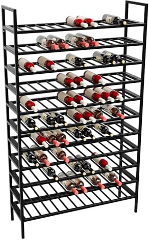MetaloPro Étagère à Vin Jerez 143 Bouteilles - Casier à Vin Métal Noir, Grand Range Bouteilles Robuste, Meuble de Stockage Stable pour Cuisine Cave ou Bar, Design Industriel – 170x100x30 cm