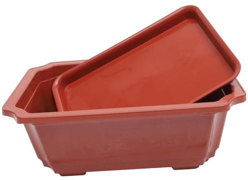 HYTROVE Vaso Bonsai Ovale Grande in Plastica Con Sottovaso Resistente Per Piante Da Interno Ufficio E Giardinaggio