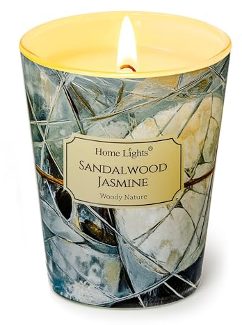 HomeLights Velas de cera de soja perfumadas para el hogar, de una mecha, con aroma a sándalo y jazmín Velas de aromaterapia de estilo industrial chic, ideal para fiestas, relajantes, 6.7oz
