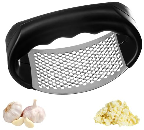 Jenshhch Knoblauchpresse Edelstahl Küchenhelfer Spülmaschinenfest Mit Reinigungsbürste Effizient Und Langlebig Für Frischen Knoblauch Ingwer Nüsse Edelstahl-Garlic Press (B)