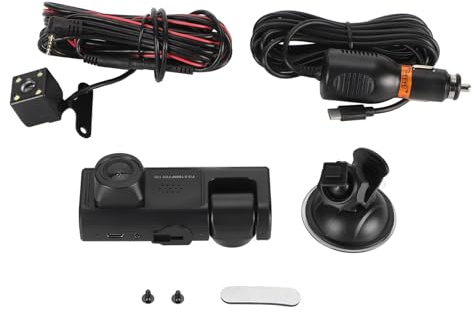 AYNEFY Camera de la Cámara del Tablero Cámara de Automóvil del Tablero 1080p Delantero y Trasero 170 ° Visión Nocturna de Gran Angular 2.4g Control de la Aplicación WiFi con Pantalla