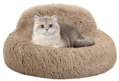 Lit de chien doux - nid de compagnie ronde moelleux, chair de botté non glissant, oreiller de canapé à coussin à monture à haut niveau | Un lieu de sommeil confortable parfait pour le repos quotidien,