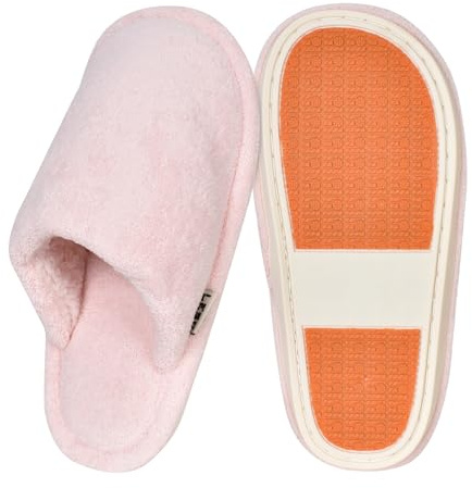 Luxvara Zapatillas de Estar por Casa Peludos para Mujer, Suaves Antideslizantes Zapatillas Invierno Cálidas Pantuflas de Invitados Interior y Exterior Slippers de Hotel Spa, Rosa, 36-37 EU