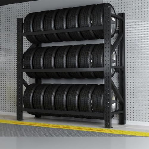 TT-YEC Support De Stockage De Pneus De Voiture De Grande Capacité, Support De Pneus D'entrepôt, Hauteur D'étagère Réglable, Présentoir De Pneus De Camion pour Pneus De Secours,Cl200×w50×h200cm