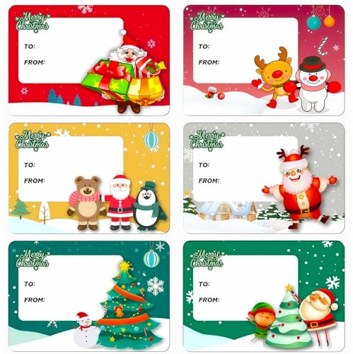 Christmas Labels Stickers 120 Pack 65×45mm Christmas Gift Tags,Self Adhesive Name Labels Stickers,Xmas GFT Tags for Presents