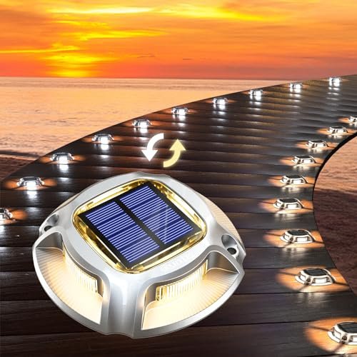 Quntis Solar Golvlampor Utomhus, 8Pack Solar Deck lampor Utomhus Varm Vit/Kall Vit, IP68 Lampor För Utomhus, Golvstrålkastare Väglampor, Sollampor Light Path Street Garden Garage