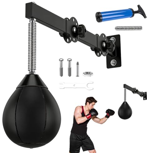 Pelota de boxeo de velocidad, altura ajustable y plegable, pelota de boxeo con suspensión, dispositivo de entrenamiento para reflejos, juego de saco de boxeo independiente, saco de boxeo colgante para