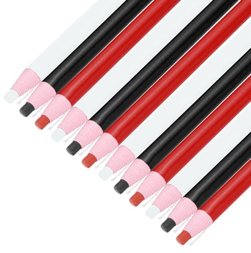 QUARKZMAN 12PCS Crayons Gras À Pelure Crayons De Cire Blanc & Noir & Rouge | Marqueurs De Couleur Pour Verre Métal Plastique Papier, Sans Aiguisage Pour Colorier Dessiner Marquer