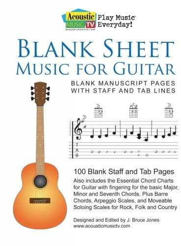 Blank Sheet Music for Guitar: Blank Manuscript Pages with Staff and Tab Lines, 100 Blank Staff and Tab Pages