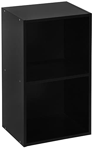 Vida Designs Estantería Oxford de 2 Niveles, estantería de Madera, Color Negro, para Oficina, Sala de Estar