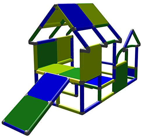 move and stic Casetta giocattolo per bambini, con torre da arrampicata e scivolo per bambini, colore: verde