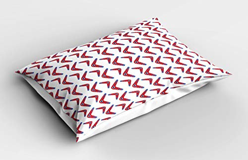 ABAKUHAUS aborigeno Federe Cuscini Stampata, Boomerang Motif, Decorativo e Dimensioni Standard, 75 cm x 50 cm, Vermilion Multicolor