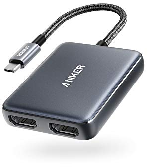 Anker USB-C auf Dual HDMI Adapter, kompakter USB-C Hub, unterstützt 4K@60Hz und Duales 4K@30Hz, kompatibel mit MacBook Pro, MacBook Air, iPad Pro, XPS und mehr, kompatibel mit Thunderbolt 3 Ports