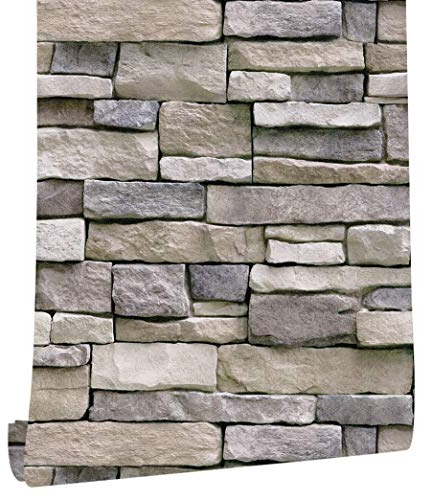 myforHD Carta da Parati Autoadesiva Mattone Vintage Decorativo Sfondo Adesivo Vinile Finta Pietra 44cmx300cm Mattoni Pellicola Adesiva Lavabile Paraschizzi Cucina Rimuovibile