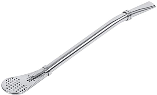 Cuillère à Boire en Acier Inoxydable pailles cuillères Mate Filtre à Paille infuseur à thé à Feuilles Mobiles passoire à Bar Agitation pailles, Couleur Argent Durable and Fashion