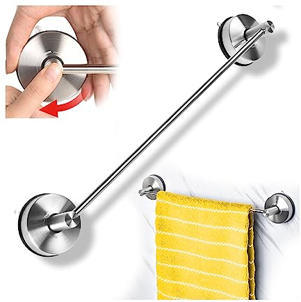 YOHOM 42,8CM Toallero Ventosa Baño Acero Inoxidable Vacío Toallero Barra Extra Fuerte Toalla Colgador Ventosa Cocina Mano Percha Toallero de Pared Ducha Porta Toallas Sin Taladro, Acero Cepillado