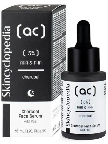 Skincyclopedia Aktivkohle Serum mit AHA und PHA, Peeling Gesichtsserum, Charcoal Liquid Face Exfoliant, Verbessert das Hautbild, Skincare, Hochwirksame Gesichtspflege, 30ml