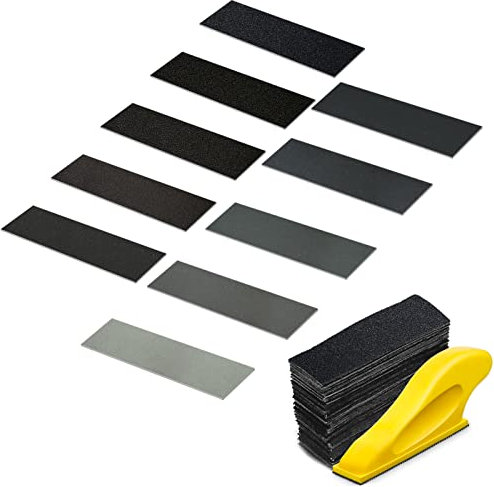 100PCS Wet Dry Micro Sander Sandpaper Kit - 60-5000 Grit for DIY Crafts With Detail Finger Sander 90X30mm for Small Projects