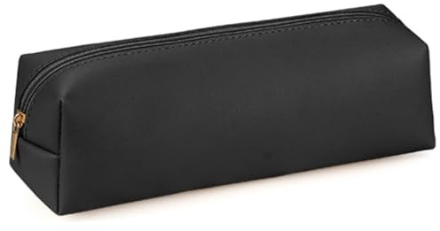JJiaoLinin Trousse à Crayons en Cuir, Grande Capacité Sac École et Maquillage pour Filles et Garçons Étudiants Collège (Noir)