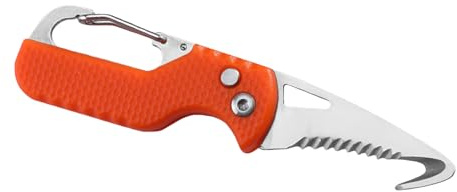 Stainless Serrated Hook Cutter Outdoor Camping Box Opener Pocket Folding Cutter with Keychains Cut Rope Tool Easy to Use