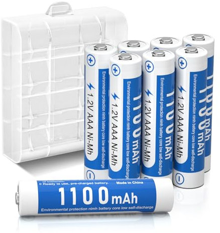 1100mAh AAA Ni-MH Pilas Recargables de 1,2V para los Equipos Domésticos con Estuches de Almacenamiento (8 Piezas)