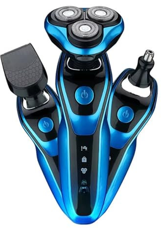 KHPGQIAS Rasoir Électrique Rotatif For Homme, Tondeuse À Barbe Rechargeable, Étanche, 3 En 1