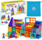 Science Kidz Magnetic Tiles - 50 Piece Set + 2 Magnet Play Figures + Bag - Building Blocks For Kids - Educational STEM Magnet Toys For 3, 4, 5, 6, 7 Year Old Boys & Girls - Magnetic Shapes