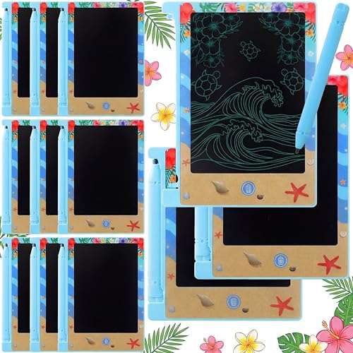 Nezyo 12 Pack Hawaiian Luau Party Favors Mini LCD Writing Tablet 4.6 Inch Doodle Board Drawing Tablet Pads for Beach Pool Birthday Party Goodie Bag Stuffers Classroom Gifts Rewards Pinata Filler