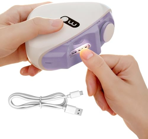Dreuhuing Coupe-Ongles Électrique | Lime Polisseuse Rechargeable pour Ongles avec Lumière LED,Coupe et Meule pour Manucure | Pour, Adultes, Seniors, Bébé et Soignants