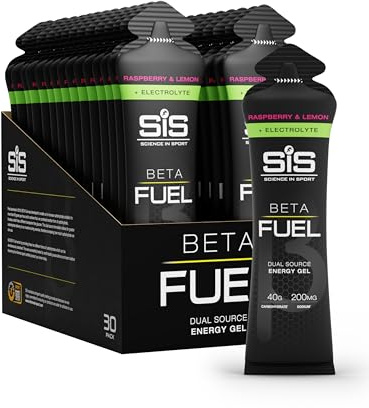 Science in Sport BETA Fuel + Electrolyte Energy Gel – Raspberry & Lemon | 40g Dual-Source Carbs with 200mg Sodium - Ideal for Endurance Training & Hydration (30 Pack)