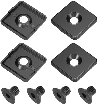 sourcing map 4 Pcs 4040 EU Standard T-Slot 9.5mm Hole Dia Aluminum Extrusion End Cap 40x40mm Black for Fish Tank Rack, Storage Rack with Push-in Fastener