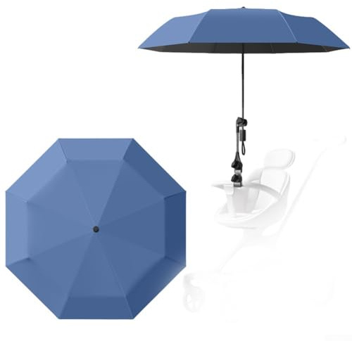 Besttoolifes Parasole per passeggino UPF 50+ con protezione UV, grande diametro 1000 mm, regolabile, parasole per passeggino, parasole a clip per trasporto e (blu)