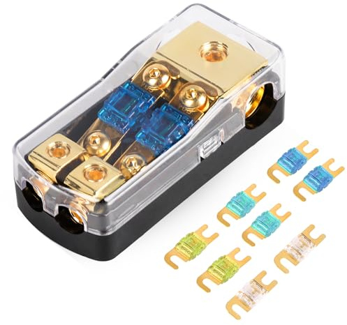 SWAWIS Portafusibili ANL Mini 2 Vie, 12 Volt, Ingresso 0/2/4 Gauge e Uscita 4/8 Gauge, per Fusibili 30A-100A, Ideale per Autoradio e Batteria Auto