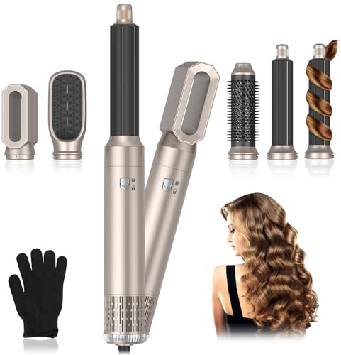 Cepillo Secador de Pelo 5 en 1,Air Styler Set 1000W, Cepillo de Aire Caliente Multifunción, Moldeador Pelo con Riza 3 Temperaturas,Tecnología Ion,Cepillo Alisador para Volumen,Alisa y Seca