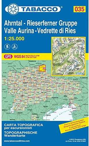 Tabacco Wandern Ahrntal 1:25 000: GPS. UTM-Gitter [Lingua inglese]