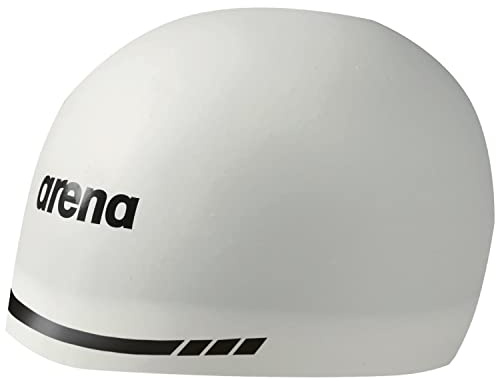 Arena 3D Soft USA Bonnet de Bain Unisexe en Silicone pour Adulte pour Homme et Femme Kit d'entraînement et de Course de Piscine, Blanc, Taille M