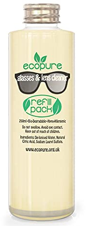 Glasses & Lens Cleaning Fluid Refill - (250ml): Alcohol Free. for Eco Reading Glasses, Sunglasses and Lenses. Top Up Your Spectacle Cleaner Spray and Cloth Kit.