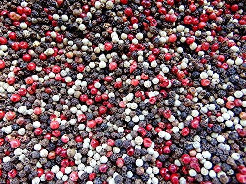 2 x 500 g/Poivre à 3 Baies avec des baies roses pour moulin à poivre, mélange de grains entiers de poivres sélectionnés. Poivrons blancs, noirs, rouges.
