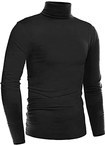 Timuspo Polotröja herr slim fit ståkrage tröja enfärgad fritid tröjor turtleneck stickad tröja finstickad långärmad tröja vardag styrka, svart, L