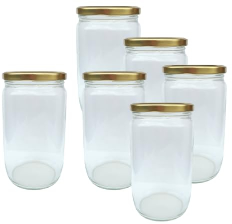 DIAH DO IT AT HOME 720 ml Jam Jars and Twist-Off Lids - Jar (720ml) Pickle Chutney Honey Storage - (24 x Glass Jar 720ml + Lid)