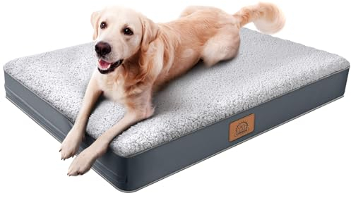 Sunheir Extra Large Orthopedic Dog Bed, XL Waterproof Dog Crate Bed, Grey
