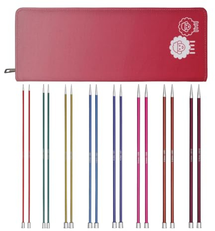 KnitPro Juego de agujas de tejer de una sola punta Zing de 35 cm de longitud, 2,5, 3,0, 3,5, 4,0, 4,5, 5,0, 5,5, 6,0 mm