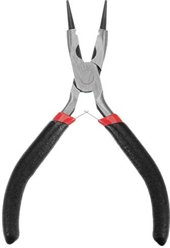 sourcing map Mini Rund Spitzzange 4.5 Konische Klaue Präzision Fein Zange mit Schwarz Plastik Griff für Basteln Handwerk Schmuck Herstellung