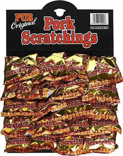Pub Originals Pork Scratchings - Speckkrusten - Typisch englische Schweinekrusten - Jerky Snack Trockenfleisch 20 x 18g